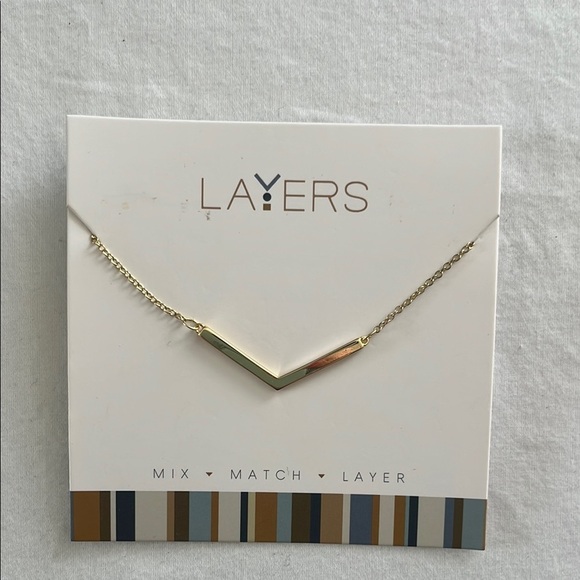 NWT LAYER Gold Chevron Necklace adjustable 13'' to 34'' Nickle free - Picture 1 of 2